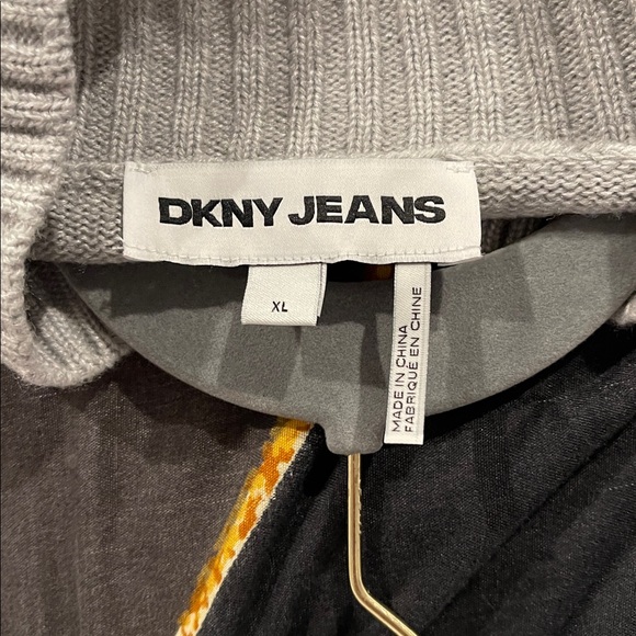 DKNY Gray Sweater with Yellow Accents - Picture 4 of 5